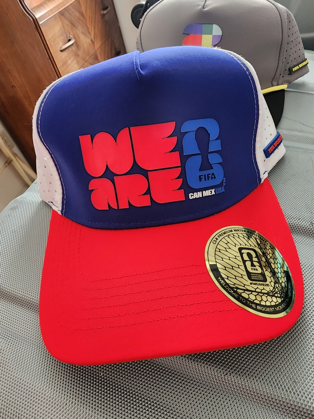 'We Are' 26 World Cup Soccer 2026 Trucker Cap in Blue & Red Official Merchandise